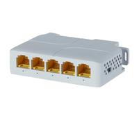 Xuzxinze Gigabit POE Extender Repeater with 4 PoE Ports and VLAN Support | 1 PoE/90W input; 1 PoE/60W output; 3 PoE outputs; VLAN in one touch; DIN rail mounting ready.