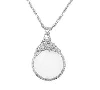 Xuzxinze Magnifying Glass Pendant for Reading, Retro Design, 2.5X 41mm Lens | Classic silver magnifier pendant with a 41mm lens and 2.5x magnification; 65cm chain pairs with books, magazines.