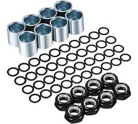 Xuzxinze Skateboard Truck Hardware Kit Speed Rings Reduce Friction Bearings | Speed rings and spacers cut friction around the axle, nut and hangar, smoother rotation and longer bearing life.