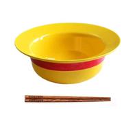 Xuzxinze Straw Hat Bowl Set Straw Hat Ceramic Bowl Engraved Chopsticks Dishwasher Safe Ceramic Tableware Easy to Use