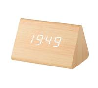 Xuzxinze Wooden Clock Multifunctional LED Electronic Alarm Clock Wooden Voice-Controlled Clock Digital Silent Wooden Clock,A