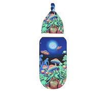 XVBCDFG Baby Swaddle Blanket with Beanie Hat Set Trippy Alien Mushroom Aliens UFOs Newborn Swaddle Wrap Nursery Sleep Sack