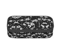 XVBCDFG Black and White Striped Flowers Print Pencil Case-Pencil Bag Artists' Pens,Pencils Marker Box Large Capacity Perfect Work Travel