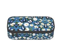 XVBCDFG Blue Butterflies White Flowers Print Pencil Case-Pencil Bag Artists' Pens,Pencils Marker Box Large Capacity Perfect Work Travel