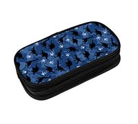 XVBCDFG Cartoon Dinosaurs Pencil Case Big Capacity Multi Compartment Stationery Box Cute Pencil Pouch Holder Desk Organizer for School Office Home, Black