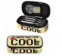 XVBCDFG Cool Quote Pencil Case Always Stay Cool Quote Fruit Strawberry Pineapple Pencil Bag Pen Markers Pouch Holder Organizer for Boy Girl School Students