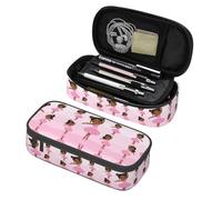 XVBCDFG Cute African American Black Girl Pencil Case Big Capacity Multi Compartment Stationery Box Pencil Pouch Holder Desk Organizer for School Office Home