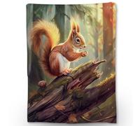 XVBCDFG Cute Squirrel Blanket, Soft Fuzzy Lightweight Animal Flannel Throw Blanket Perfect for Couch, Bed, Travel & Outdoor Use, Warm Fluffy Cozy Decor Blankets for Adults Kids Boys Girls 50×40 in