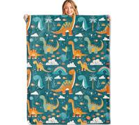 XVBCDFG Dinosaur Print Throw Blanket,60x80in,Soft, Lightweight Flannel,Dino Adventure Green Blankets,Gifts for Kids Boys & Animal Lovers,for Couch Travel Picnics Playtime,Home Living Room Decor
