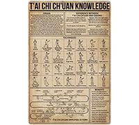 XVBCDFG Education Poster Kung Fu Knowledge Metal Tin Sign Tai Chi Chuan Anatomy Infographic Poster Martial Arts Hall Club Home Bedroom School Educational Wall Decoration Plaque 12x16 Inches