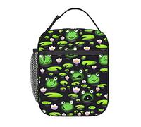 XVBCDFG Frog and Water Lily Print Lunch Box for Men Women Lunch Bags Boxes Reusable Insulated Small Lunch Bag Bento Lunch Box Womens Mens Lunchbox for Work Office School Picnic