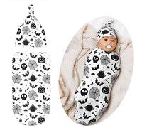 XVBCDFG Goth Baby Stuff Halloween Swaddle Blanket with Hat Set Gothic Swaddles Up New Born Soft Transition Sleep Sacks for Infant Boys Girls