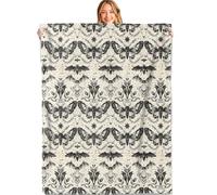 XVBCDFG Gothic Moth and Skull Throw Blanket, 50x60in, Soft, Lightweight Flannel,Black and Beige Aesthetic with Bat Flower Star Blankets, for Academia Home Living Room Decor