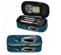 XVBCDFG Great White Shark Pencil Case Organizer Coral Ocean Sea Fish Stationery Box Makeup Box School Supply for Boy Girl Men Women