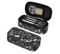 XVBCDFG Halloween Magic Elements Mystical Goat Large Pencil Case with Zipper Compartments Stationery Pencil Bag for Kids Teens Students School Supplies