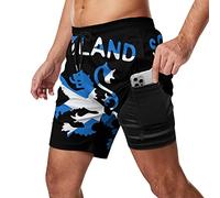 XVBCDFG Lion Rampant Scotland Scottish Men's Swim Trunks with Compression Liner Stretch Shorts for Surfing Beach Swimsuit Sports