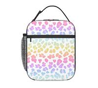 XVBCDFG Lunch Bag Rainbow Leopard Print Cheetah Dots Insulated Box Reusable Leakproof Food Tote Container with Side Pocket for W