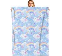 XVBCDFG Magical Rainbow and Cloud Throw Blanket,40x50in,Soft,Lightweight Flannel,Butterfly Dreamy Blankets - Gifts for Kids Boys Girls,for Couch Office Travel,Home Living Room Modern Fantasy Decor