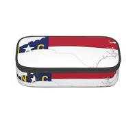XVBCDFG North Carolina State Flag Map Print Pencil Case-Pencil Bag Artists' Pens,Pencils Marker Box Large Capacity Perfect Work Travel