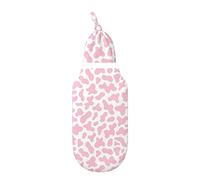 XVBCDFG Pink Cow Print Skin Abstract Animal Farm Newborn Swaddle Blanket with Hat Set Baby Swaddle Wrap Burping Cloth & Stroller Cover Perfect for Boys Girls