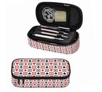 XVBCDFG Playing Cards Pencil Holder Bag Bright Red Black White Symmetrical Geometric Pencil Case College Office Organizer for Students Boy Girl Teens Adults