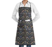 XVBCDFG Premium Aprons William Morris Strawberry Thief Bib Apron Chef Apron - with Pockets for Unisex,Waterproof, Resistant to Droplets, Durable, Machine Washable, Comfortable, Easy Care Apron
