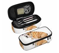 XVBCDFG Puppy Pencil Case Organizer English Bulldog Cute Watercolor College Office Big Capacity Pencil Bag White