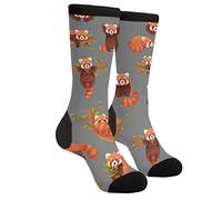 XVBCDFG Red Panda Grey Socks Funny Novelty Crazy Crew Tube Socks, Men'S Women'S Casual Dress Socks