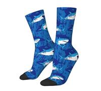 XVBCDFG Scary Sharks Socks Women's Casual Socks,Funny Novelty Crew Socks Birthday Anniversary Christmas Gifts(One Size)