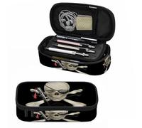 XVBCDFG Skull Pirate Pencil Case Crossbones Eye Halloween Day of The Dead Black Pencil Bag Pouch Box Organizer for College School Students Boy Girl