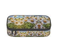 XVBCDFG Wild White Daisy Flower Print Pencil Case-Pencil Bag Artists' Pens,Pencils Marker Box Large Capacity Perfect Work Travel
