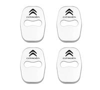 XVBFSC 4pcs Car Door Latch Protective Cover for Citroen C3 Cross Grand VTS C5 C1 C4 C6 C2, Car Door Lock Protector Anti-Corrosion Anti and Vibration,Silver background with black text