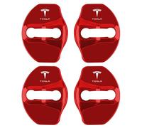 XVBFSC 4pcs Car Door Latch Protective Cover for Tesla Model 3 2023-, Car Door Lock Protector Anti-Corrosion Anti and Vibration,Red