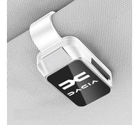 XVBFSC Sunglasses Holder for Car for Dacia Duster Spring Logan Sandero Jogger Lodgy Bigster Dokker, Sunglasses Holder and Ticket Card Clip Car Visor Accessories,White