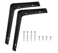 Xvbhaq 2 Pack Black Shelf Brackets Wall-Mounted Right-Angle Shelf Supports, Modern L-Shape Metal Bookshelf Brackets, Suitable for Board Shelves, Furniture, Storage Racks（120x170mm, 4.7x6.7in）