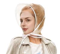Xvbhaq 6PCS Rain Bonnet, Transparent, Vision Clear, Rain Hats, Waterproof, Wind-Proof, Rain-Proof, Plastic Scarf & Wear, Rain Cover & Cap for Head, Unisex White