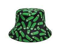 Xvbhaq Bucket Hat Unisex, Pickle Rick, Sun Hats, Pickle Cucumber, Reversible Printed, Fisherman Hat for Men, Women, Beach Caps for Outdoor, Fishing, Travel,Climbing, Hiking Black
