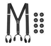 Xvbhaq Button Braces For Men Trousers，Y-Shaped Black Adjustable Suspenders, Button-Up Elastic Suspenders With Eight Black Buttons, Suitable For Formal Occasions, Business, Casual