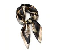 Xvbhaq Women's Scarves 70 cm x 70 cm Square Scarf Made of Artificial Silk Flowers and Various Patterns Print Scarf Elegant Accessory Silk Scarf Silk Scarf, black, 70*70/68*68
