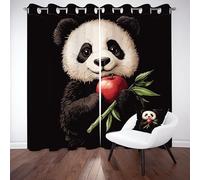 XVBVS Animal Panda Blackout Curtains for Living Room Fruit Apples Curtain for Bedroom Soundproof Thermal Plant Bamboo Leaves Black Out Curtains for Kids Teens Room, Set of 2 Panels W 46" x L 54"