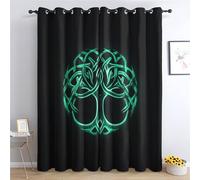 XVBVS Blackout Curtains Yggdrasil Tree of Life Curtain Blackout, Green Celtic Curtains 42x54, Living Room & Bedroom Decor Drapes, Thermal Insulated Eyelet Window Treatments 54 Drop, 2 Panels