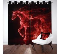 XVBVS Dream Style Horse Blackout Curtains for Living Room Abstract Aesthetics Curtain for Bedroom Soundproof Thermal Animal Horse Black Out Curtains for Kids Teens Room, Set of 2 Panels W 46" x L 54"