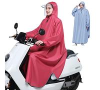 XVBVS Hooded Rain Poncho Lightweight Raincoat Jacket with Brim, Waterproof Long Sleeve Poncho for Men Women Adults Motorcycle, Mobility Scooter, Cycling, Hiking (Color : Red, Size : 5XL)