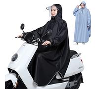 XVBVS Hooded Rain Poncho Lightweight Raincoat Jacket with Brim, Waterproof Long Sleeve Poncho for Men Women Adults Motorcycle, Mobility Scooter, Cycling, Hiking (Color : Black, Size : 4XL)