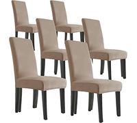 XVBVS Luxury Velvet Dining Chairs Slipcovers Stretch Chair Covers Super Soft High Back Chair Protectors for Dining Room Kitchen Hotel (Color : Taupe, Size : Set of 6)