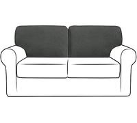 XVBVS Stretch Sofa Backrest Covers, Couch Back Cushion Covers, Replacement Jacquard Polar Fleece Sofa Back T-Cushion Slipcover with Non-slip Drawstring (Color : Dark Gray, Size : Left+Right)