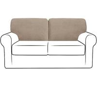 XVBVS Stretch Sofa Backrest Covers, Couch Back Cushion Covers, Replacement Jacquard Polar Fleece Sofa Back T-Cushion Slipcover with Non-slip Drawstring (Color : Sand, Size : Left+Right)