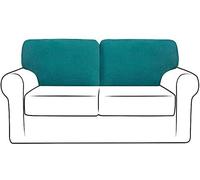 XVBVS Stretch Sofa Backrest Covers, Couch Back Cushion Covers, Replacement Jacquard Polar Fleece Sofa Back T-Cushion Slipcover with Non-slip Drawstring (Color : Teal, Size : Left+Right)