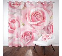 XVBVS Watercolor Roses Blackout Curtains for Living Room Peach Flowers Curtain for Bedroom Soundproof Thermal Country Roses Black Out Curtains for Kids Teens Room, Set of 2 Panels W 46" x L 54"