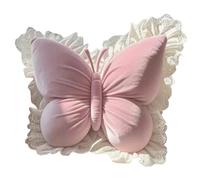 XVHOAB 1PC Butterfly Throw Pillow 20x18 Inch Cute Butterfly Plush with Lace Brim Soft Comfortable Fun Throw Pillows for Sofa Couch Bed Office Chair & Car Seat